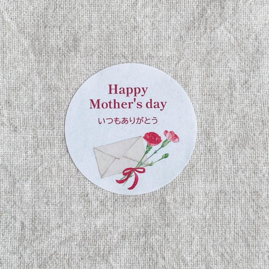 母の日シール＊カーネーションレター　いつもありがとう　Happy Mother'sDay　4cm丸　24枚　赤＊NO.1293｜se-label｜03