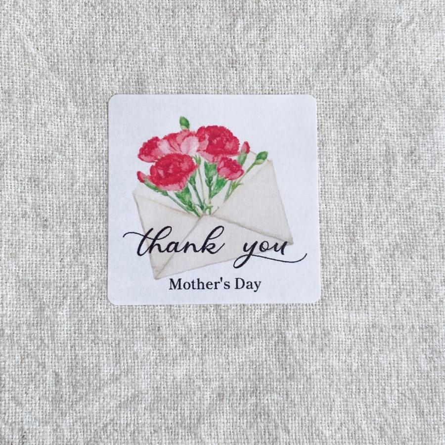 母の日シール＊カーネーション 　 Thank you   mother's day　4cm正方形　24枚　黒＊NO.1306｜se-label｜03