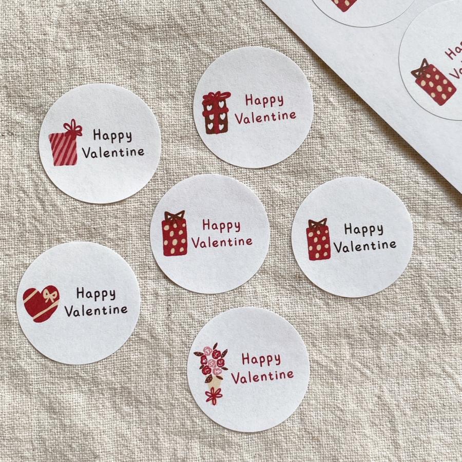 バレンタイン記念印、小型印、シール式 バレンタインシール HappyValentine バレンタインギフト 友チョコ