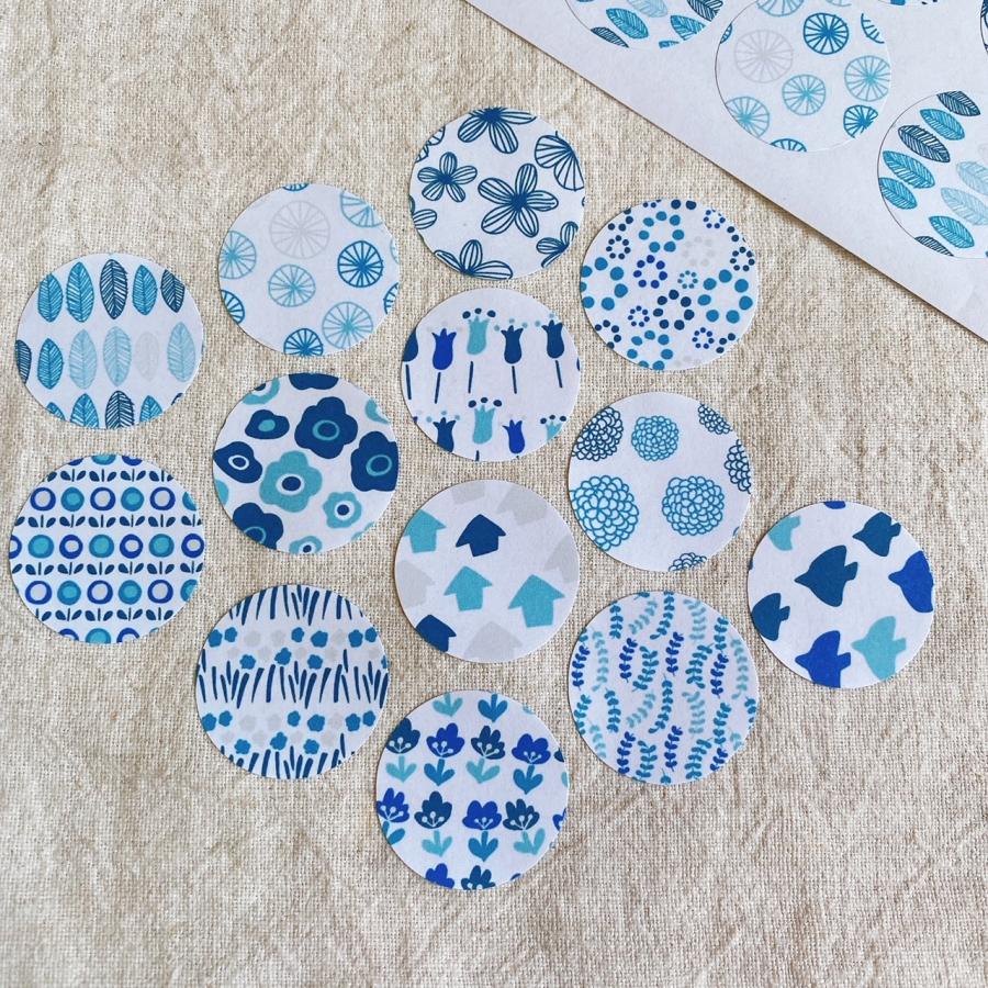 北欧ラッピングシール かわいい おしゃれ ブルー 北欧シール