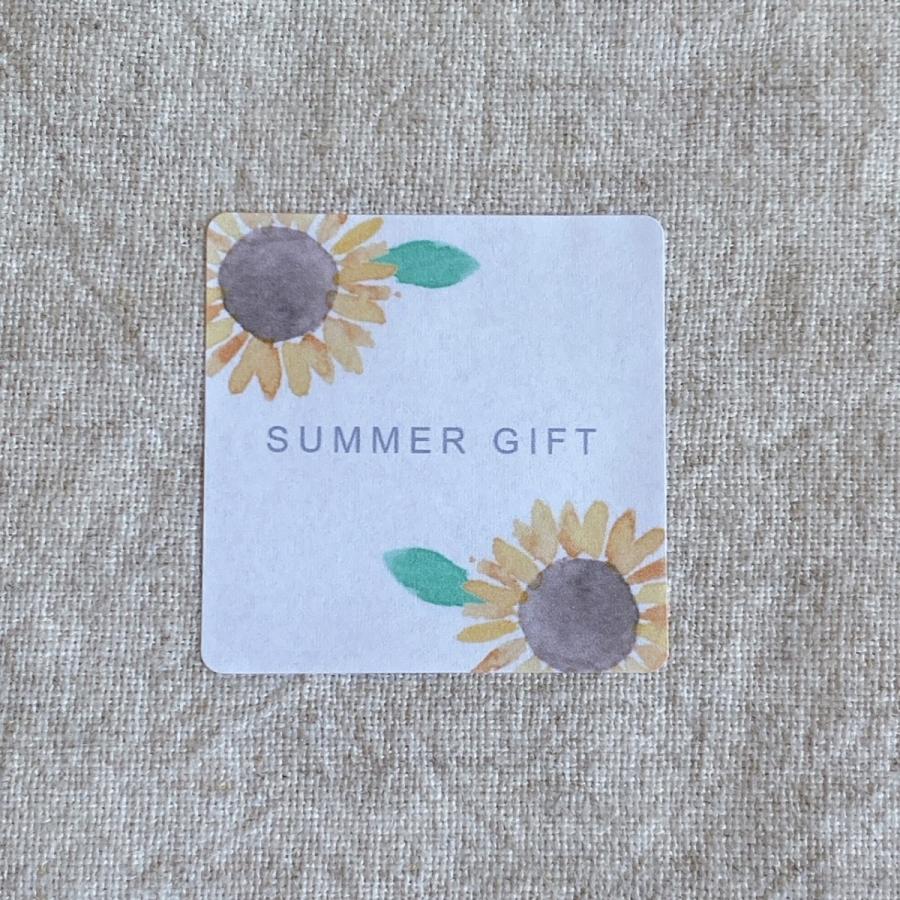 SUMMER GIFT シール お中元 夏のギフトに ひまわり 4cm正方形 24枚 NO