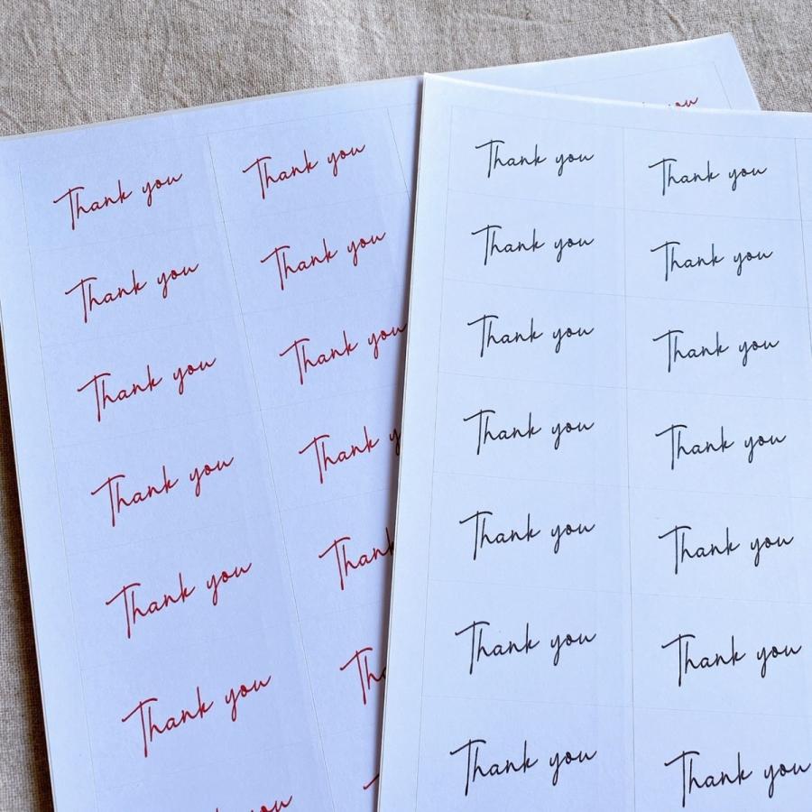 Thank youシール 筆記体 黒 シンプル 44枚 NO.315 : se-label
