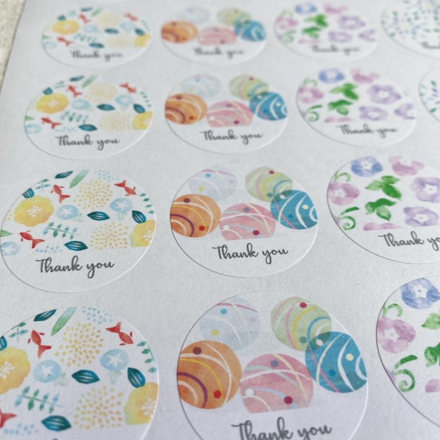 サンキューシールI  6種類 200枚　花柄　フェザー　thank you 楽天市場】送料無料 サンキューシール ギフトステッカー