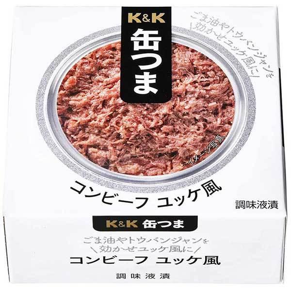 K&K 缶つま コンビーフ ユッケ風 缶 80g x 24個 ケース販売 K&K国分 食品 缶詰 日本 0417451｜se-sake