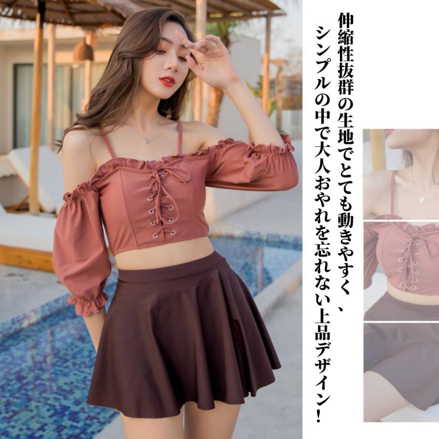 水着 レディース ビキニ オフショルダー ビスチェ風 3点セット 水着 レディース ビキニ オフショルダー ビスチェ風 3点セット
