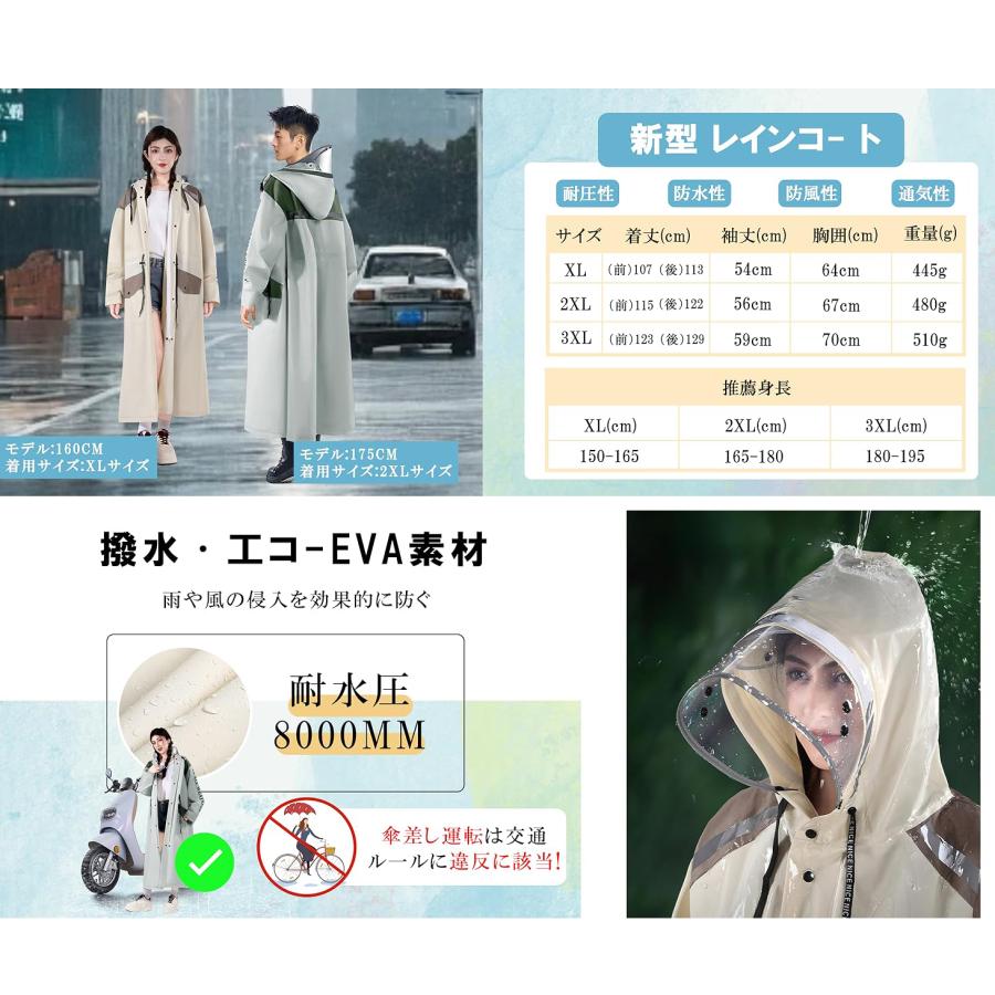 2025 レインコート 自転車 超軽量＆速乾 カッパ リュック対応