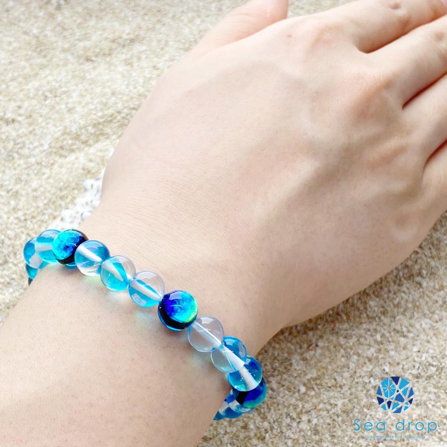 Sea drop ホタルガラス ケラママリン 8mm ルナフラッシュ