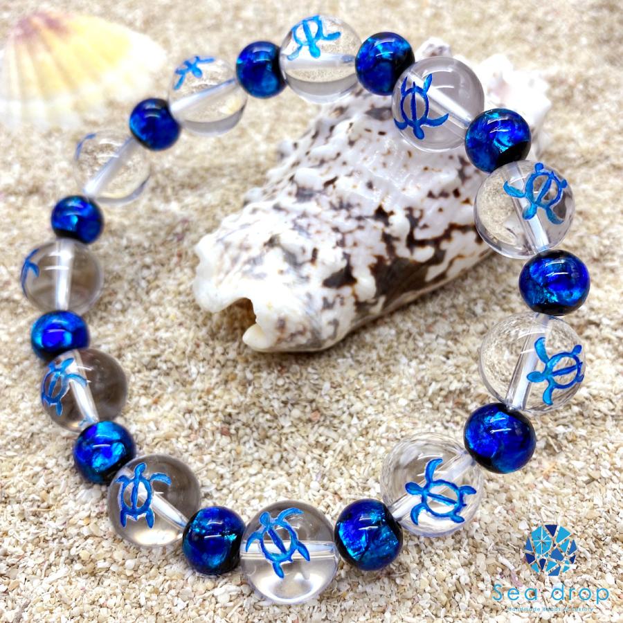 Sea drop 水晶 12mm ハワイアンジュエリー ホヌ (海亀) ホタルガラス 