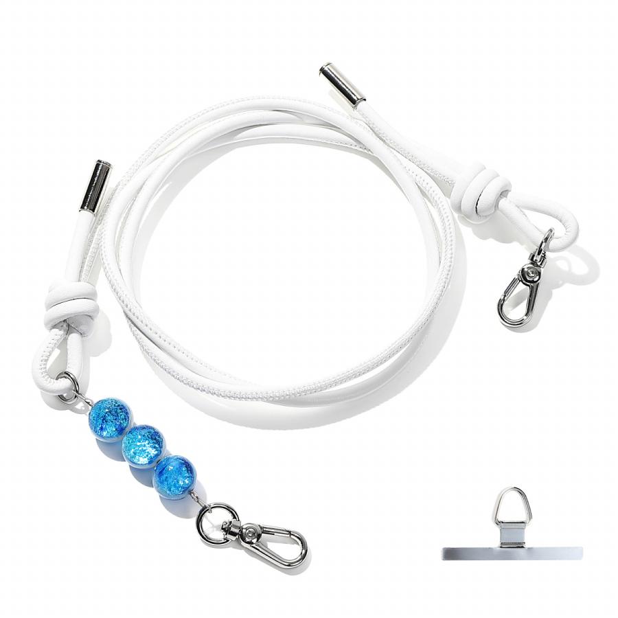 Sea drop] スマホショルダーストラップ 光る ホタルガラス PUレザー