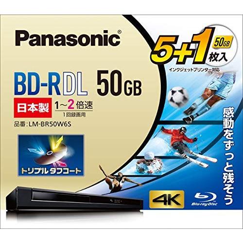 パナソニック 2倍速ブルーレイディスク片面2層50GB(追記)5枚+1枚 LM  