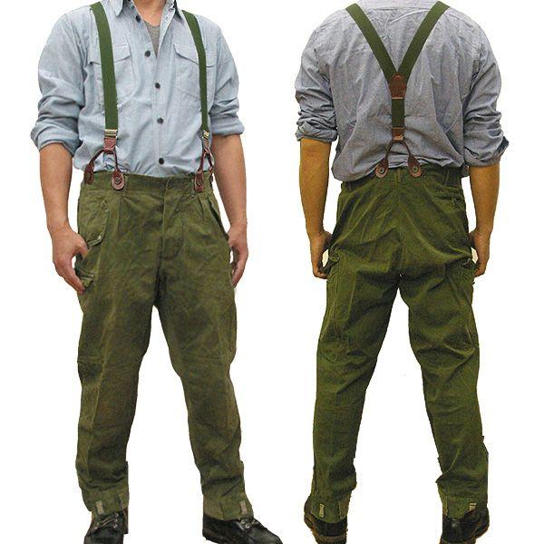 メール便可 チェコ軍 ラバーサスペンダー オリーブ デッドストック