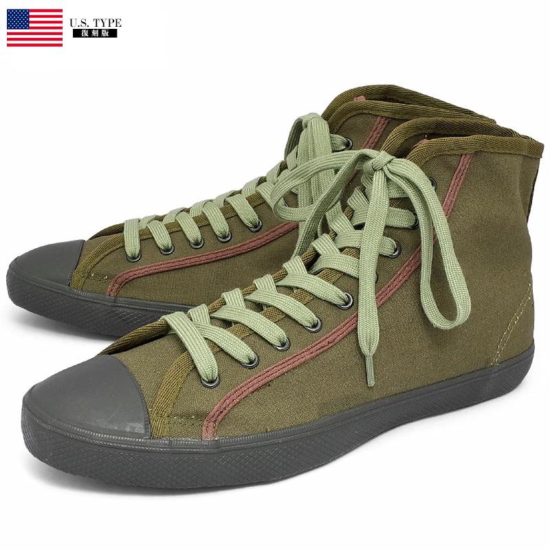 米軍タイプ 1945 Army コーラルシューズ ハイカットスニーカー オリーブ キャンバス生地 キャンバススニーカー 1945年 靴 レプリカ 復刻 W Tka ミリタリー百貨シービーズ 通販 Yahoo ショッピング