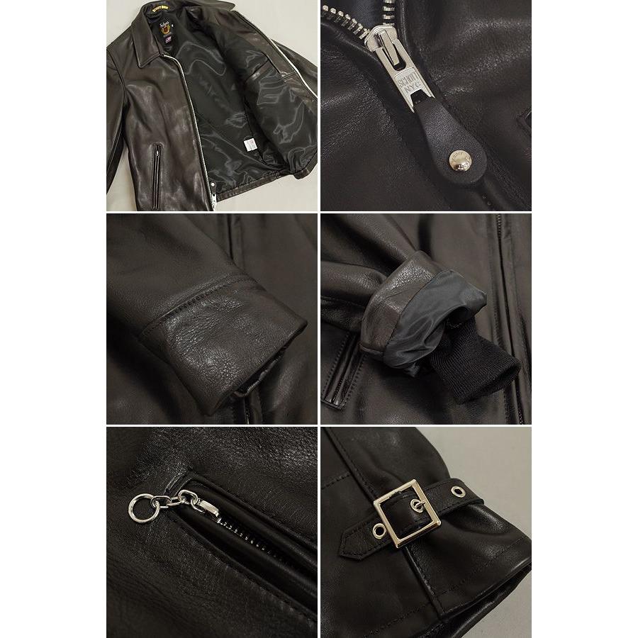 ノベルティープレゼント Schott ショット #7823950086(7209) SCH-103US レザー トラック ジャケット LEATHER TRUCK JACKET メンズ 黒 ブラック｜seabees｜06