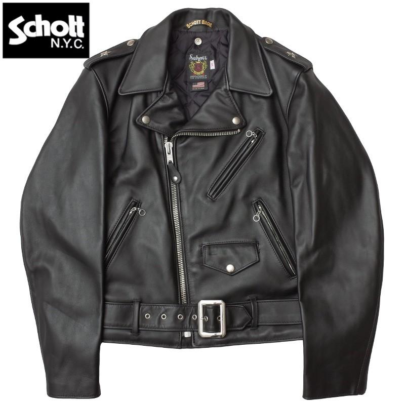 ノベルティープレゼント Schott ショット #7823950083(7007) SCH-613US VINT ONESTAR ワンスター ダブルブレスト ライダースジャケット 613 メンズ ブラック｜seabees