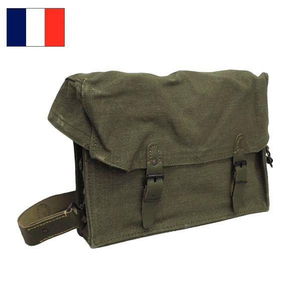 フランス作家軍物毛布とレザーのショルダーバッグ フランス軍