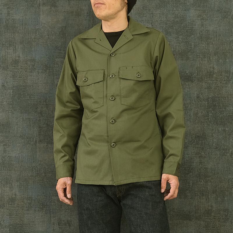 米軍 ファティーグシャツ 長袖 ポリコットン 無地 デッドストック