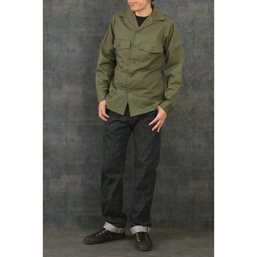 米軍 ファティーグシャツ 長袖 ポリコットン 無地 デッドストック