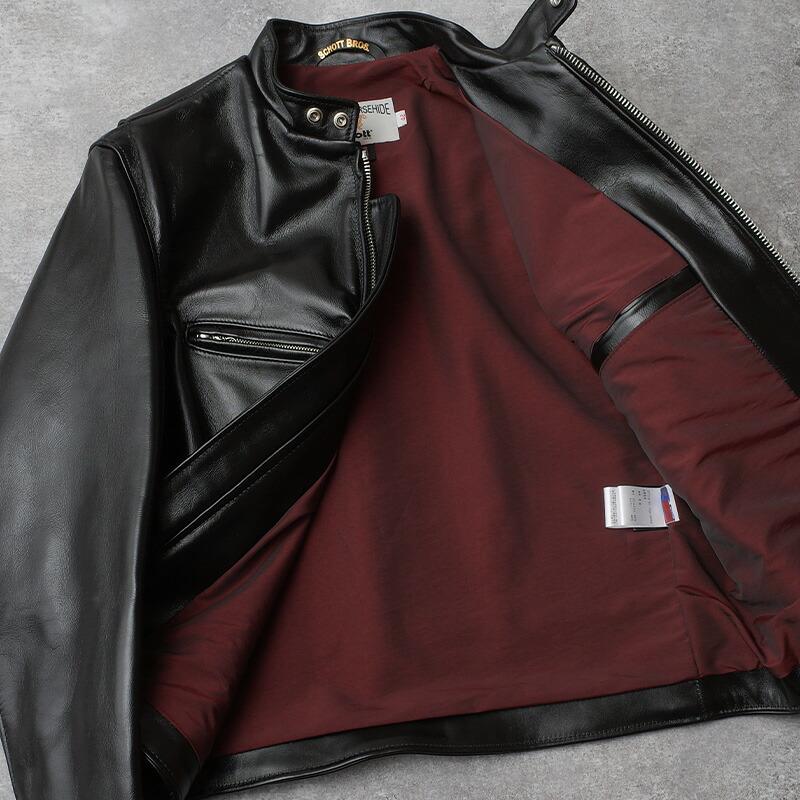 Schott ショット #7823950088(7417) 641XXH ホースハイド カフェレーサー ライダースジャケット メンズ 黒 ブラック 本革ジャン リアルライダース バイカー アの画像