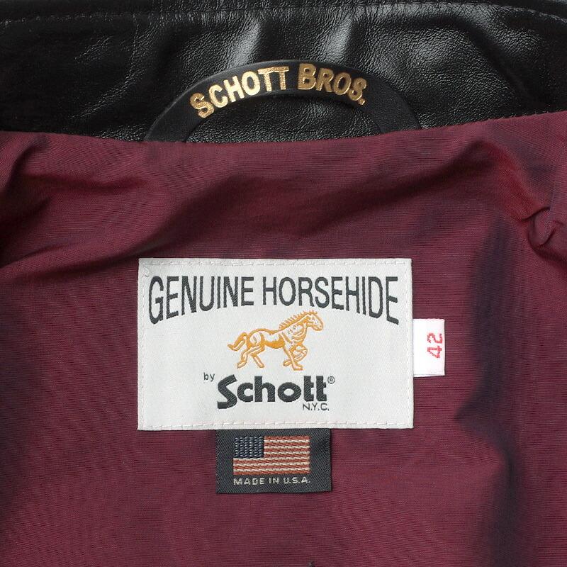Schott ショット #7823950088(7417) 641XXH ホースハイド カフェレーサー ライダースジャケット メンズ 黒 ブラック 本革ジャン リアルライダース バイカー アの画像