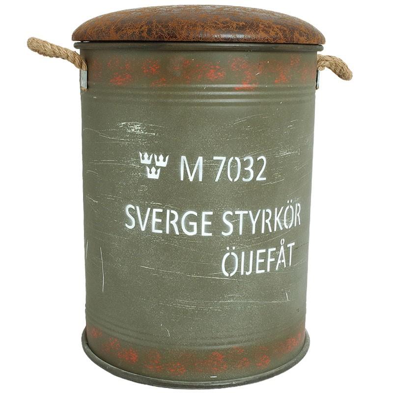 スウェーデン軍タイプ ドラム缶チェアー 3個セット 大型商品 ロゴ入り 収納 ストレージ スツール ミリタリー風インテリア ミリタリーテイスト