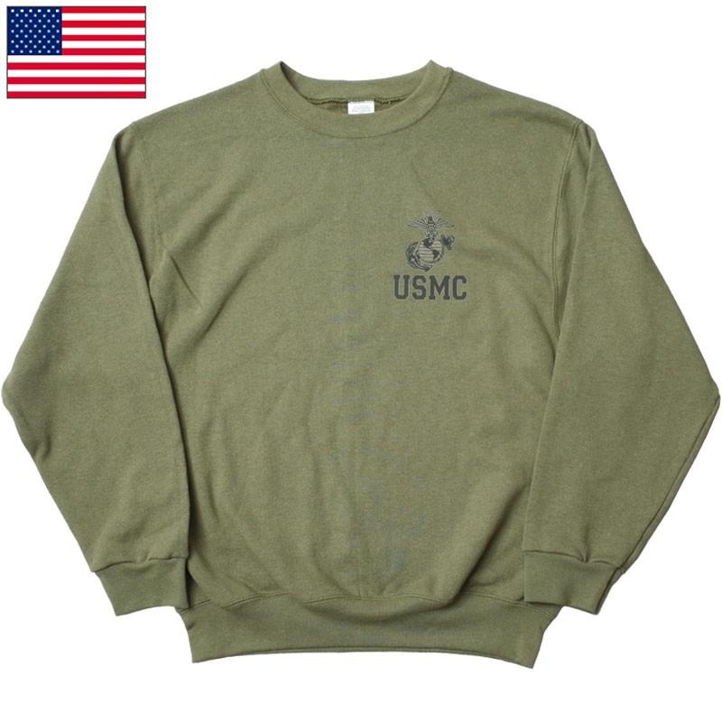 米軍 U.S.M.C. スウェットシャツ オリーブ デッドストック JU054NN