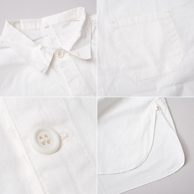 スウェーデン軍タイプ グランパシャツ 2ボタン ホワイト 半袖 新品 メンズ 裾長 メディカル プルオーバー ハーフスリーブ ミリタリーシャツ｜seabees｜04