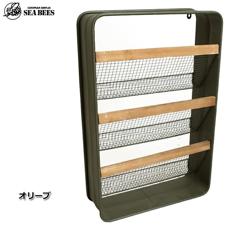 メッシュ マガジンラック オリーブ Ee538yn 本棚 壁収納 壁掛け収納 収納棚 家具 金属製 メタルラック 男前インテリア インダストリアル ミリタリー風インテリア ミリタリー百貨シービーズ 通販 Yahoo ショッピング