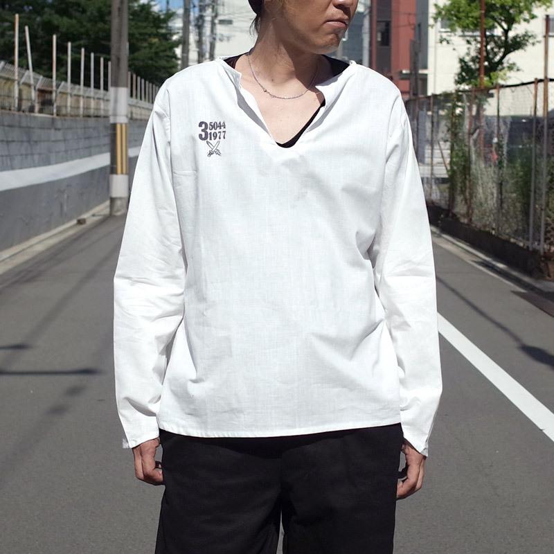 メール便可 チェコ軍 パジャマシャツ ホワイト デッドストック JS097NN