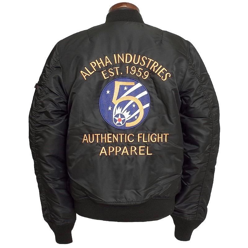 国内送料無料 アルファ Ma 1 Tight 59th Sqdn フライトジャケット Alpha 第5空軍 ミリタリージャケット Ta0128 黒 新品 Sportingoutlook Com
