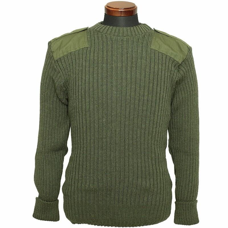 コマンドセーター100%woolサイズ40ミリタリー イギリス製 ヴィンテージ イギリス軍 コマンドセーター オリーブ デッドストック JW031NN