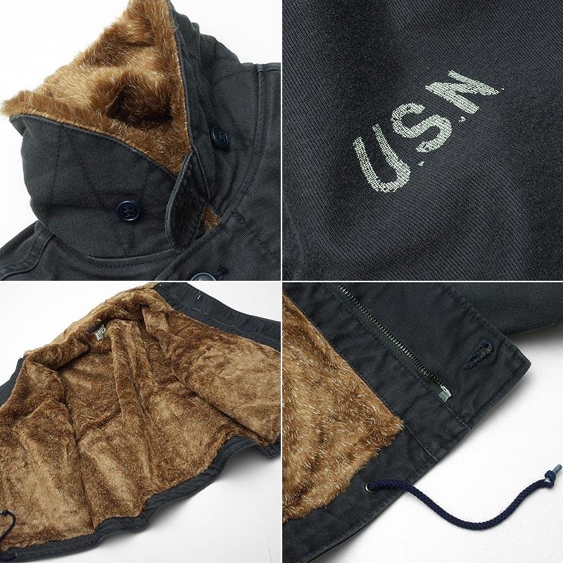 HOUSTON ヒューストン #5N-1UD N-1デッキジャケット USED加工 メンズ N1ジャケット 裏ボア ミリタリージャケット ブルゾン 米海軍タイプ アウター 冬 防風 復刻の画像