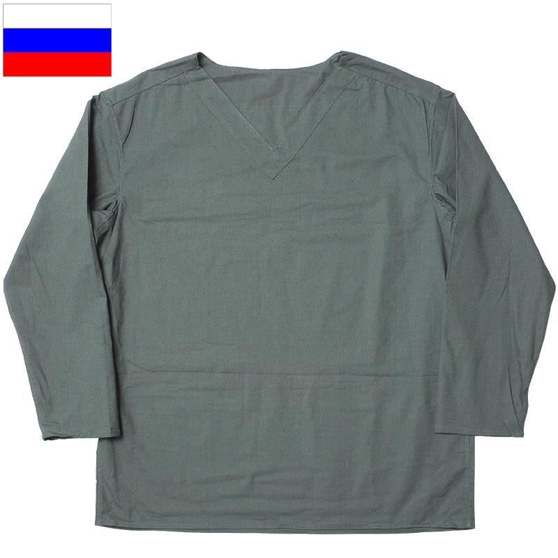 メール便可 ロシア軍 スリーピングシャツ サマー Vネック グレー