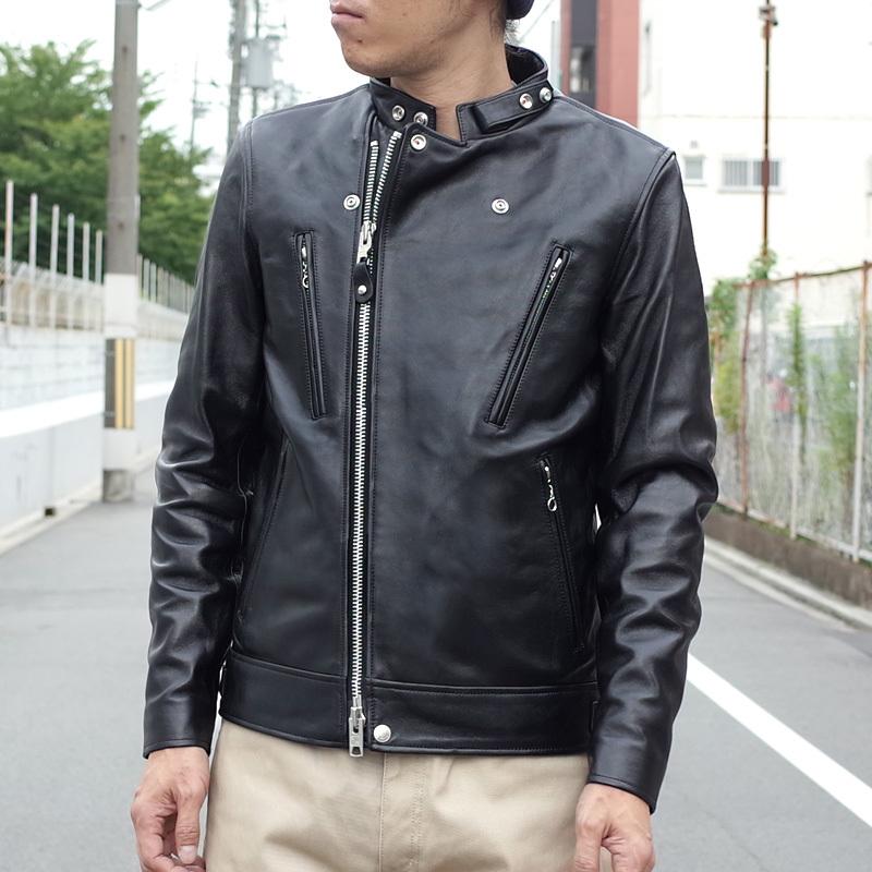 ノベルティープレゼント Schott ショット #3101048 NEW ダブルブレスト ライダースジャケット メンズ 黒 ブラック  ラムレザージャケット 羊革 本革ジャン