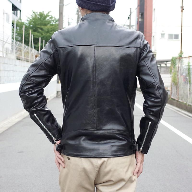 Schott ライダースジャケット ネイビー 米国製】Schott レザー ライダースジャケット ネイビー 38 LONG