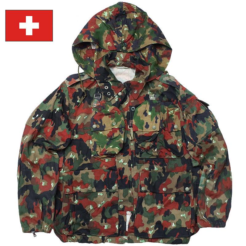 黒 ミリタリー フード付き スイス軍 ジャケット