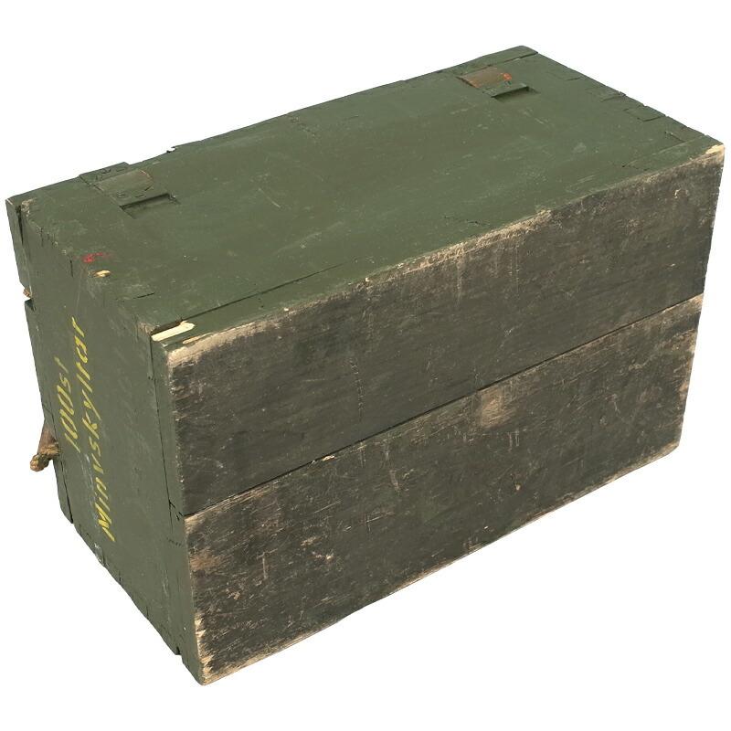 スウェーデン軍 アンモボックス ウッド USED BX181UN 実物 ミリタリー アムニッション アミニッション アーモ 弾薬箱 BOX 木箱 収納ケース インテリア 工具｜seabees｜02