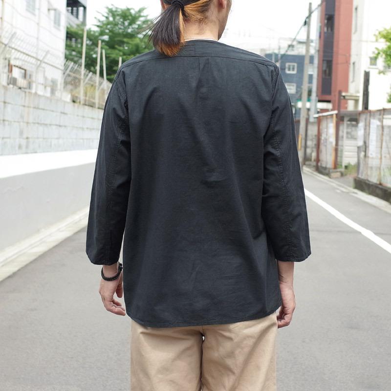 メール便可 ロシア軍 スリーピングシャツ サマー ヘンリーネック 黒