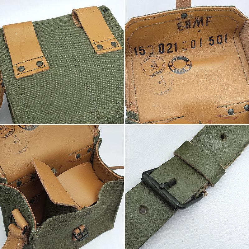 フランス軍 キャンバスレザーショルダーバッグ　未使用　dead stock 実物 フランス軍 キャンバスレザーショルダーバッグ L デッドストック