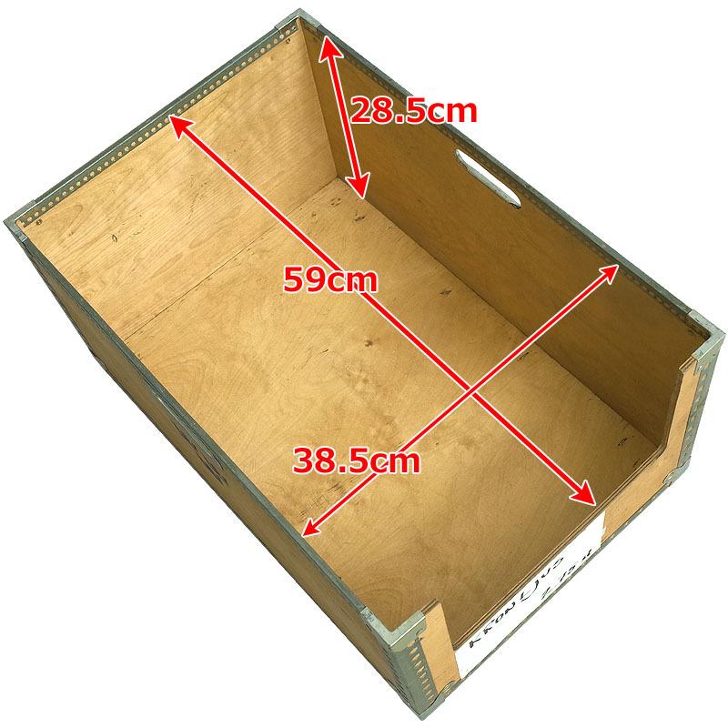 スウェーデン軍 ストレージボックス ウッド 30×40×60cm USED ZBX540UN 実物ミリタリー BOX 木箱 道具箱 工具 小物入れ 収納ケース ストック アウトドア｜seabees｜02