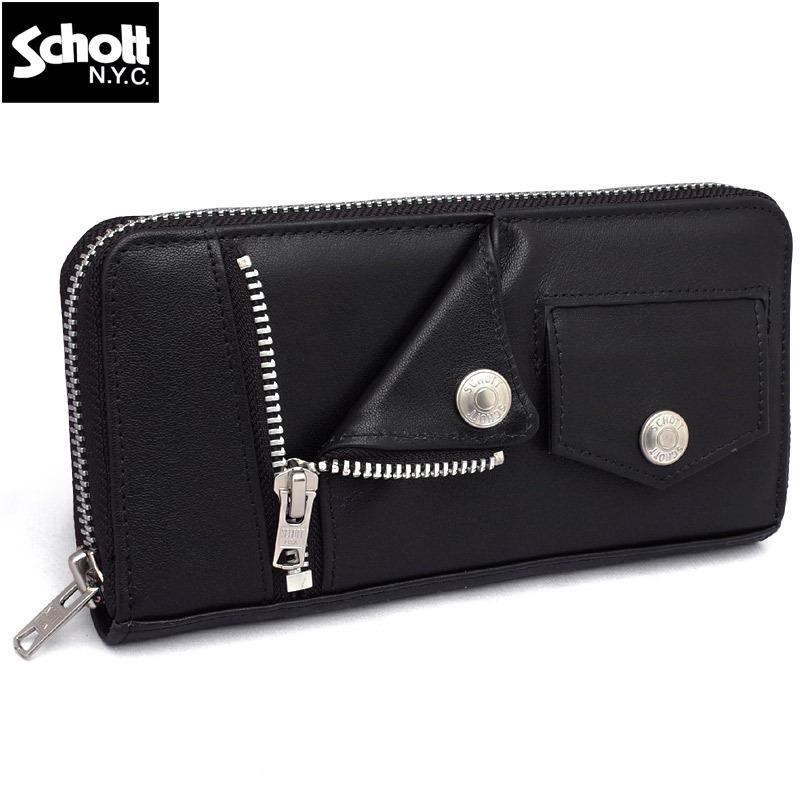 Shott ブラック 三つ折り財布 星モチーフ Shott ブラック 三つ折り財布 星モチーフ （Schott N.Y.C