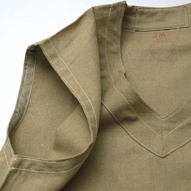 1点ならメール便可 フランス軍 リネンベスト ブラウン デッドストック