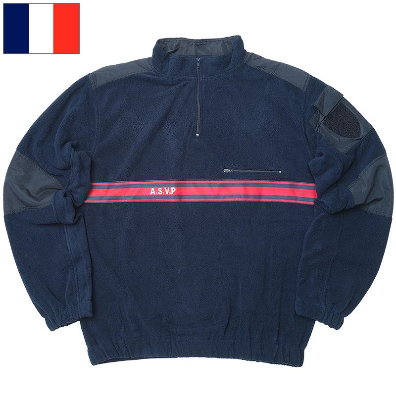 フランス ASVP プルオーバー フリースジャケット ネイビー レッド