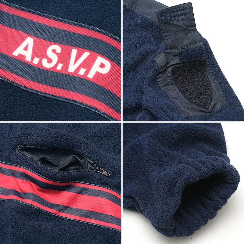フランス ASVP プルオーバー フリースジャケット ネイビー レッド