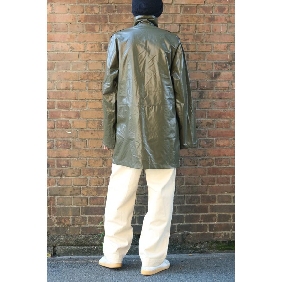 フランス軍 PVC レインコート オリーブ USED レインウェア ウェット