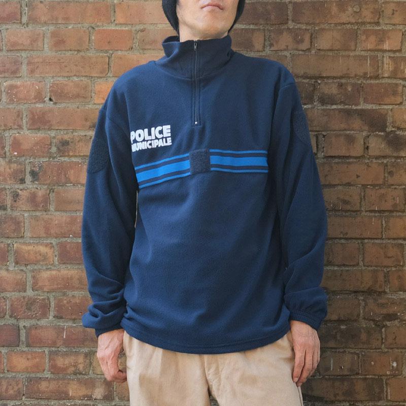 フランス ポリス プルオーバー フリースジャケット ネイビー ブルー