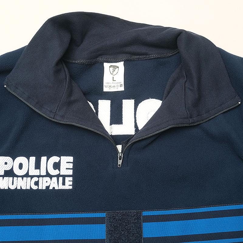 フランス ポリス プルオーバー フリースジャケット ネイビー ブルー