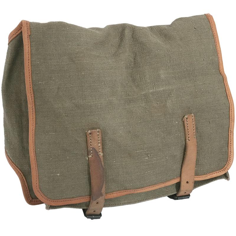 フランス軍 キャンバス レザー ウエストバッグ リネン デッドストック