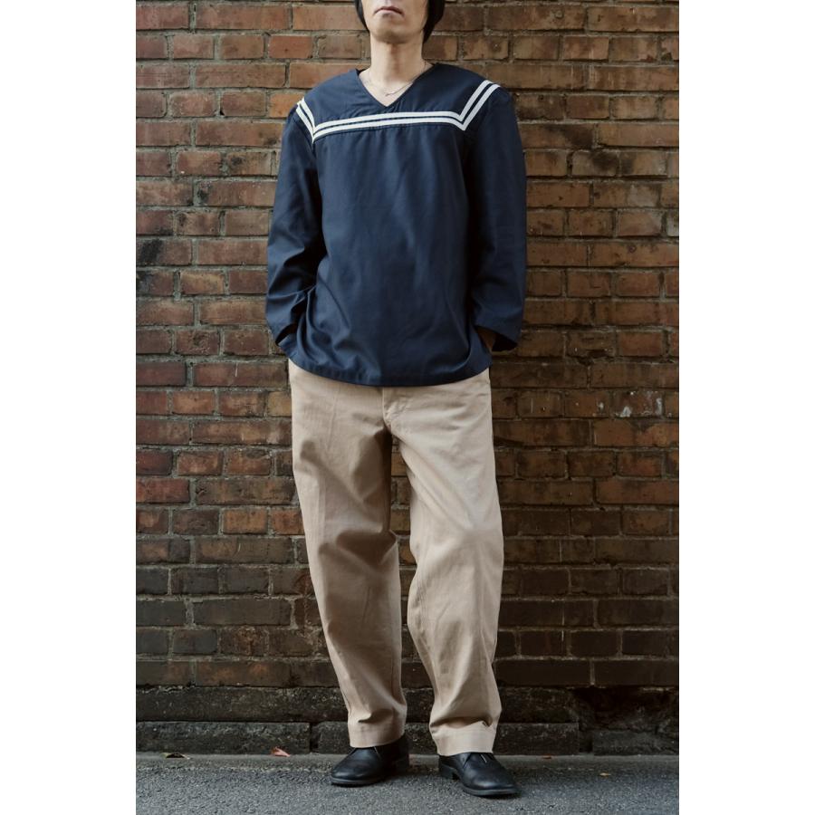 40s 水平隊　学校　セーラー　シャツ　ウール　ブラック　XS クロアチア軍 セーラーシャツ 長袖 ネイビー 白ライン デッド