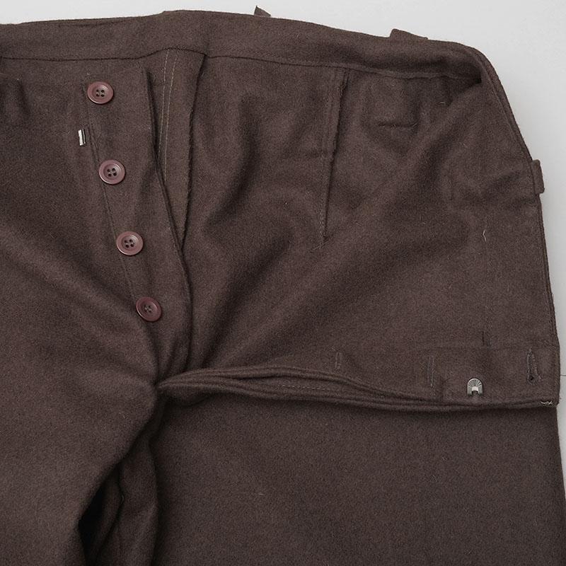 【イタリア製】Zanella 3タックウール　ワイドトラウザーズ　ブラウン イタリア軍 ホスピタル ウールパンツ ブラウン デッドストック PP394NN