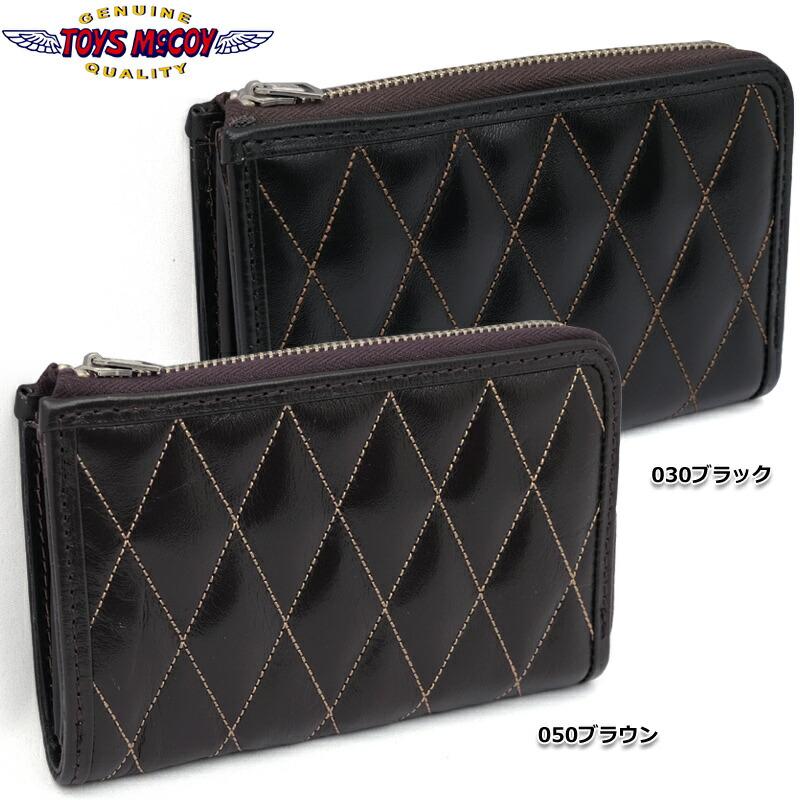 TOYS McCOY 二つ折り財布キルティングレザーホースハイドブラック